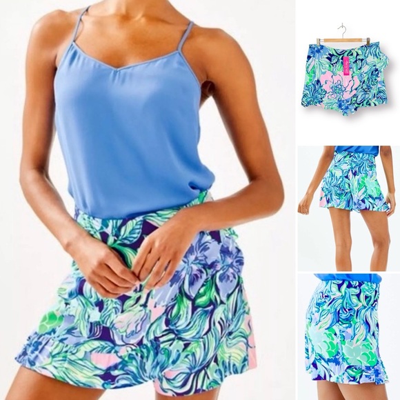 Lilly Pulitzer Faye Skort Shorts Ruffle Front Side Zip Fit Natural Waist